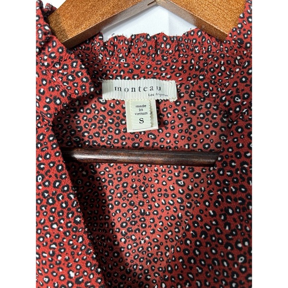 Monteau Womens Y2K Babydoll Wrap Top Dark‎ Red Whimsigoth Witchy Academia Size S - Picture 8 of 11